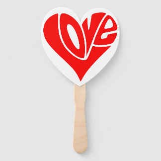 Love Typography in Heart Shape Hand Fan