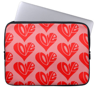 Love Typography in Heart Shape Laptop Sleeve