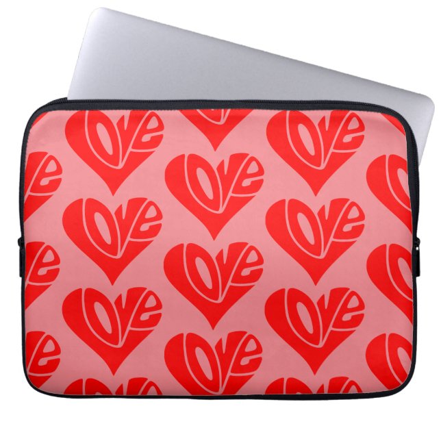 Love Typography in Heart Shape Laptop Sleeve (Front)
