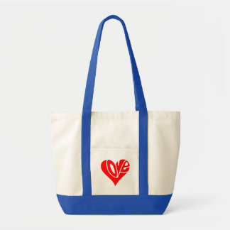 Love Typography in Heart Shape Tote Bag