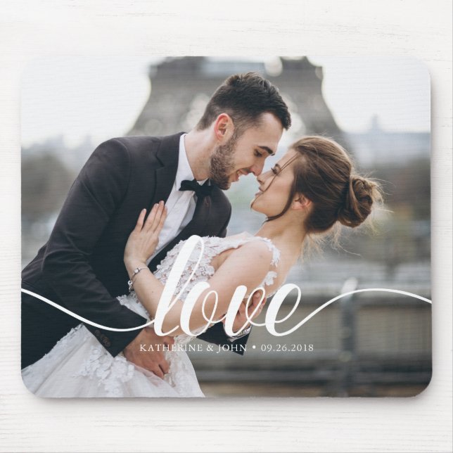 Love" Typography Overlay Custom Photo Mouse Mat (Front)