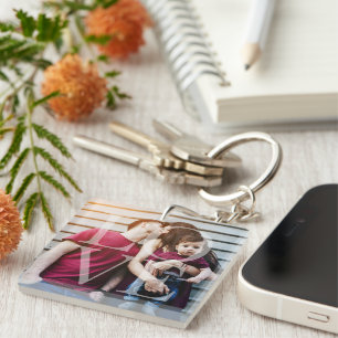 "Love" Typography Overlay Photo Key Ring
