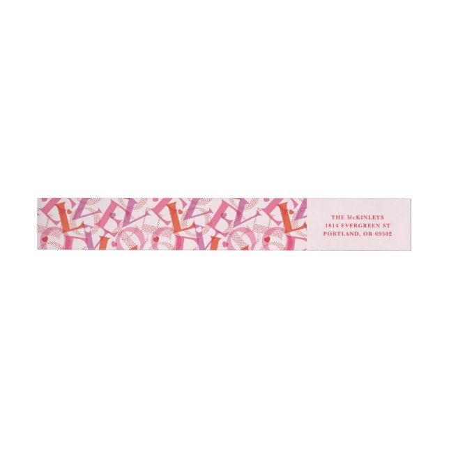 LOVE Typography Pattern Valentine's Day  Wrap Around Label (Individual)