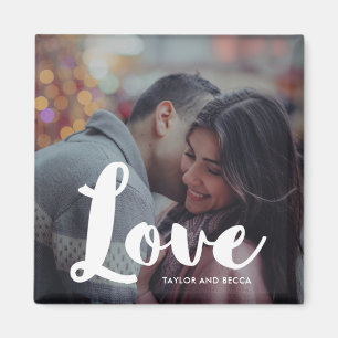 Love Typography Photo and Names Magnet