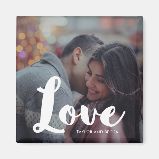 Love Typography Photo and Names Magnet (Front)