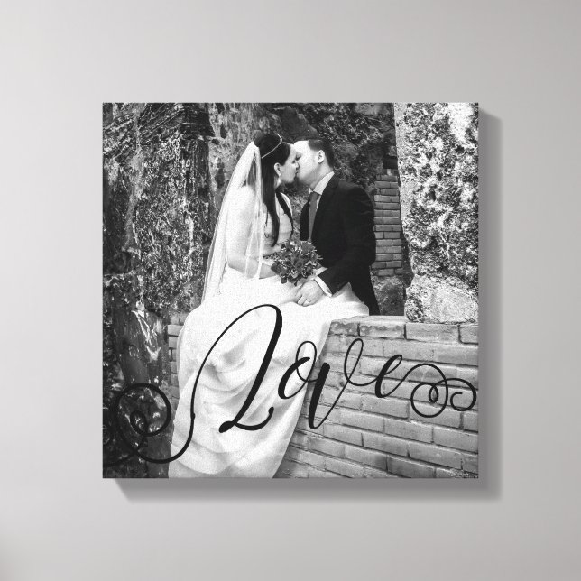LOVE Typography Photo Overlay Canvas Print (Front)