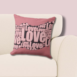 Love Typography Pink Tones Pattern  Cushion