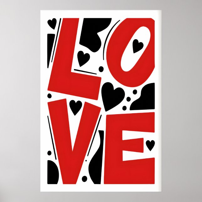 LOVE Typography Print Modern Vertical Letter Art (Front)