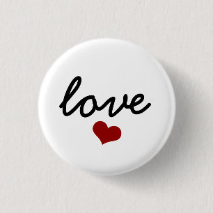 love typography red heart valentine 3 cm round badge