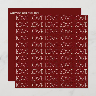 "Love" Typography Red Square Valentine's Holiday Card