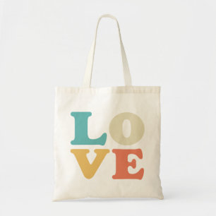 Love Typography Retro Colour Square Tote Bag