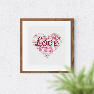 Love Typography Romantic Word Art Heart Poster