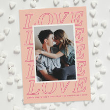 Love Typography Valentine's Day Card - Peach