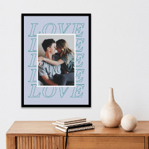 Love Typography Valentine's Day Poster - Blue