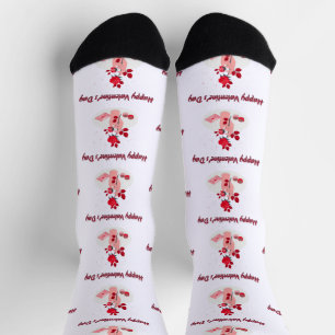 Love Typography with Hand and Rose  Socks