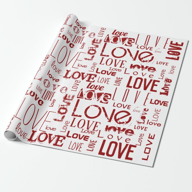 LOVE! Typography Wrapping Paper (Unrolled)