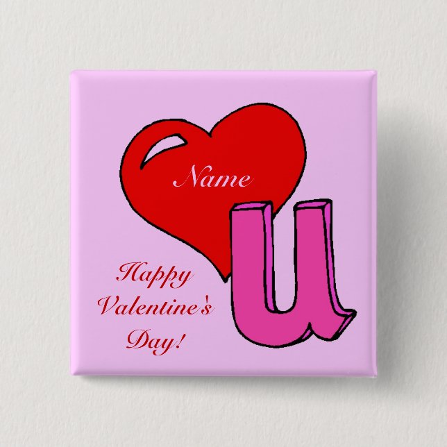 LOVE U 15 CM SQUARE BADGE (Front)