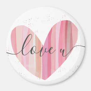 love U Cute Pink Textured Heart Magnet