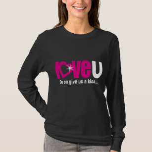 Love U give us a kiss white pink girl's t-shirt