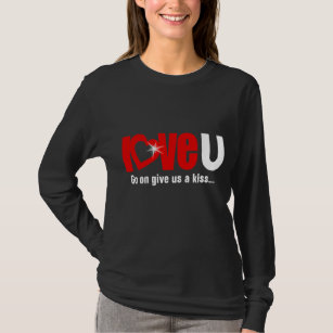 "love U" give us a kiss white red girl's t-shirt