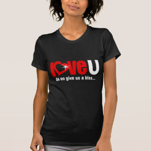 "love U" give us a kiss white red girl's t-shirt