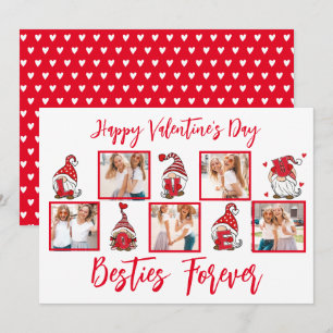 Love U Lettering Gnomes BFF Five Photos Red Frame  Holiday Card