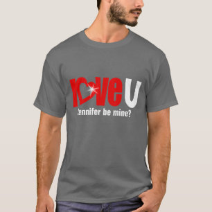 Love U name be mine ask white red men's t-shirt