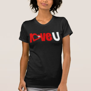 "love U" sparkle white heart text top