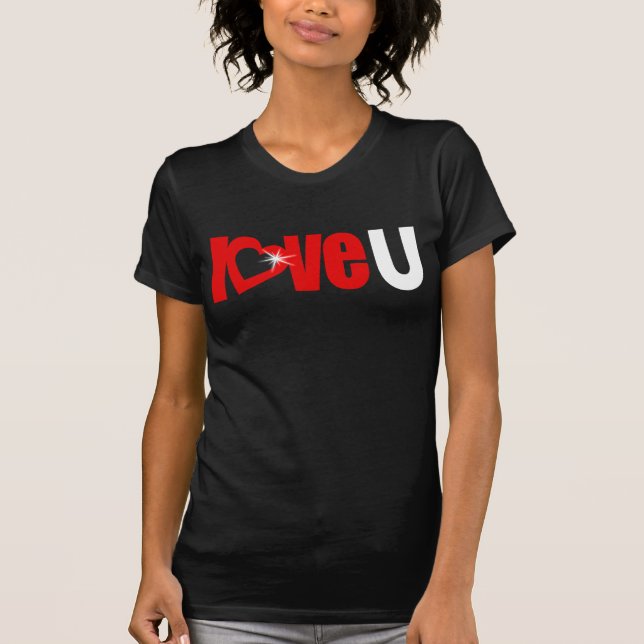"love U" sparkle white heart text top (Front)