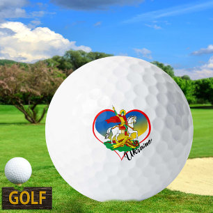 Love Ukraine Golf Balls, heart, Ukraine flag Balls