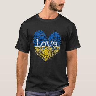 Love Ukraine Heart Ukrainians Floral Ukrainian Fla T-Shirt