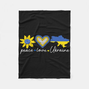 Love Ukraine Peace Sunflower Heart Unity Awareness Fleece Blanket