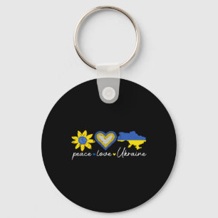 Love Ukraine Peace Sunflower Heart Unity Awareness Key Ring