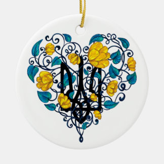 Love Ukraine Postcard Classic Round Sticker Ceramic Tree Decoration