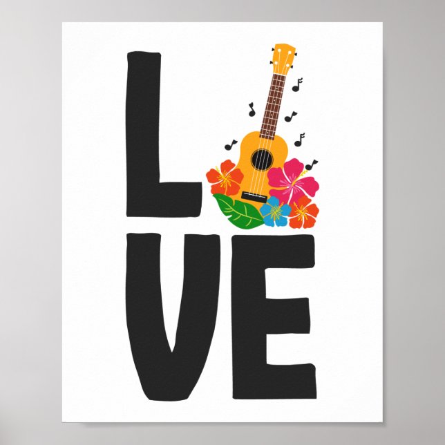 Love Ukulele Player Hawaiian Musician Poster (Front)
