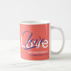 LOVE UNCONDITIONALLY Monogram Christian Coral Coffee Mug