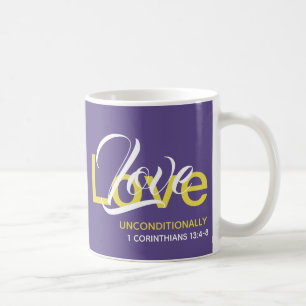 LOVE UNCONDITIONALLY Monogram Christian Purple Coffee Mug
