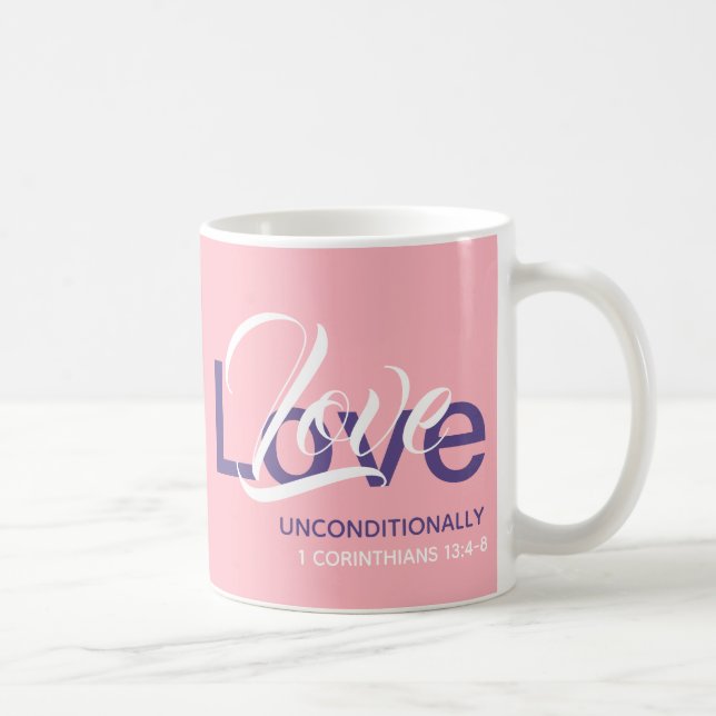 LOVE UNCONDITIONALLY Monogram Christian Scripture Coffee Mug (Right)
