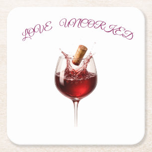 Love Uncorked Elegant Wine Splash Paper Napkins Square Paper Coaster