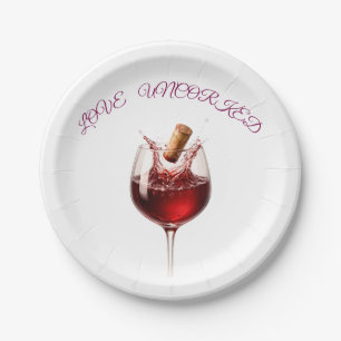 Love Uncorked Elegant Wine Splash Wedding Gift Paper Plate
