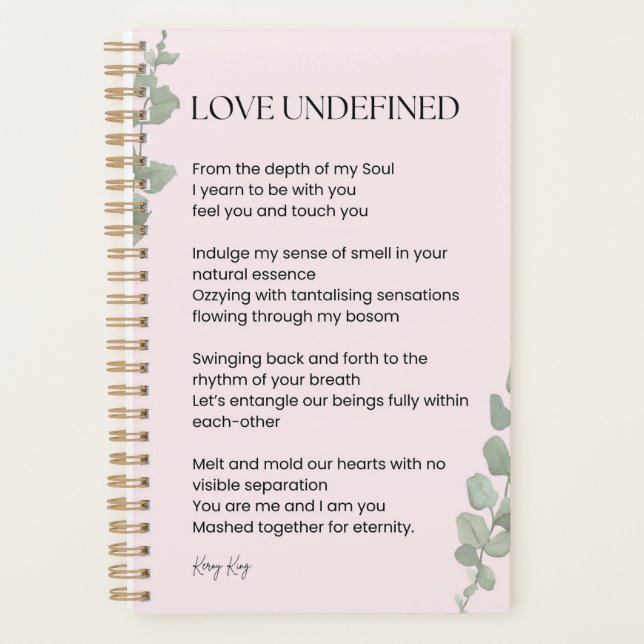 Love Undefined Poem Poetry  Planner (Front)