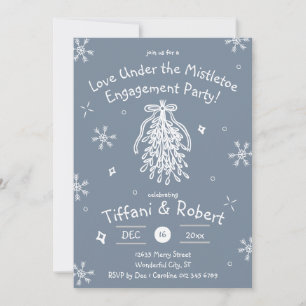Love Under the Mistletoe Engagement Party Doodles Invitation