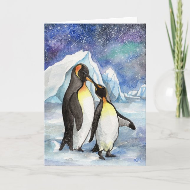 Love Under the Stars - Penguin Lovers Card (Front)