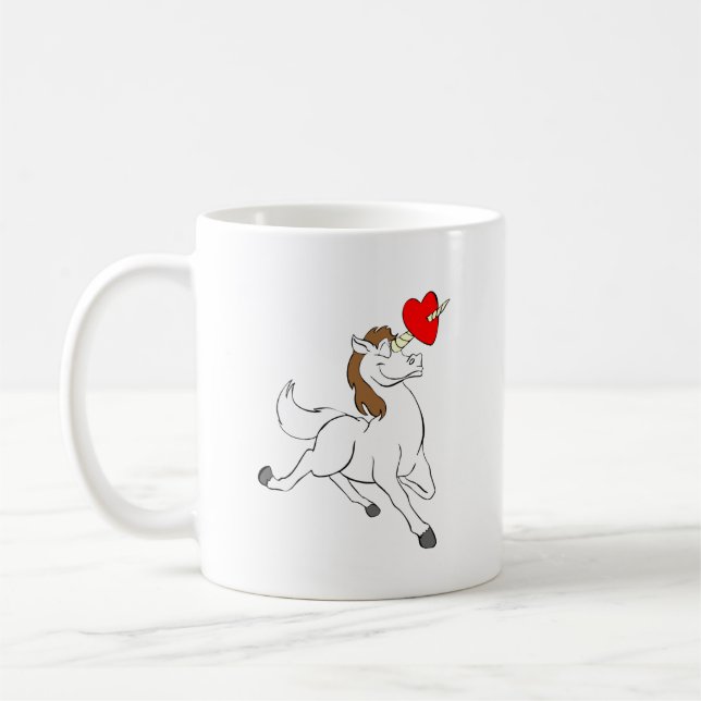 Love Unicorn Happy Valentine's Day Coffee Mug (Left)