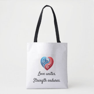 Love Unites  Inspirational Yin Yang Heart Tote Bag