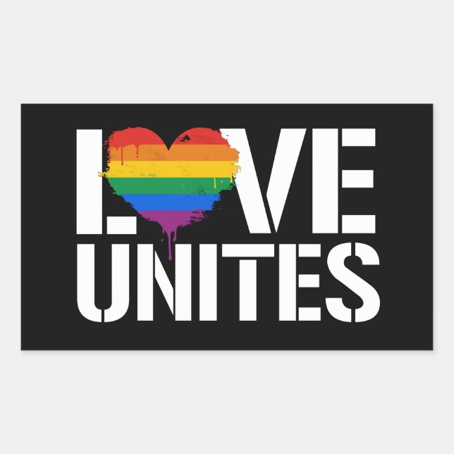 Love Unites Rectangular Sticker (Front)
