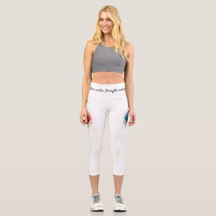 Love Unites Waistband Design – Motivational Women’ Capri Leggings