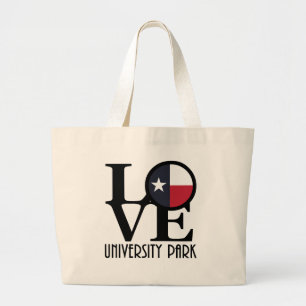 LOVE University Park  TX Large Tote Bag