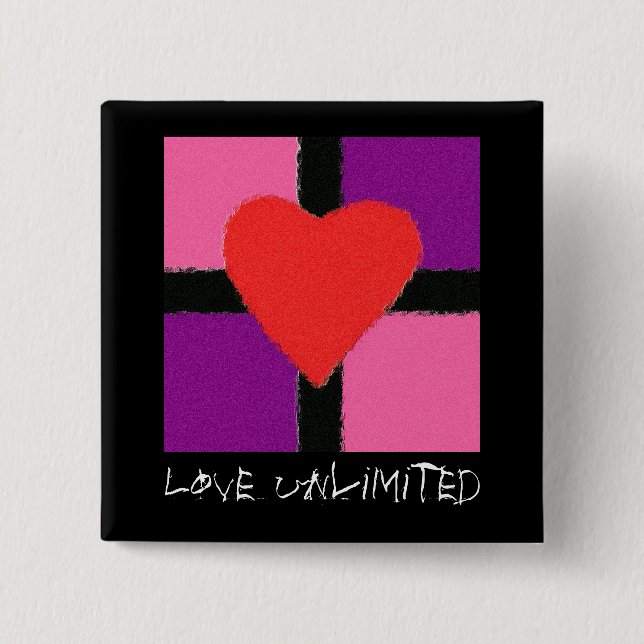 LOVE UNLIMITED 15 CM SQUARE BADGE (Front)