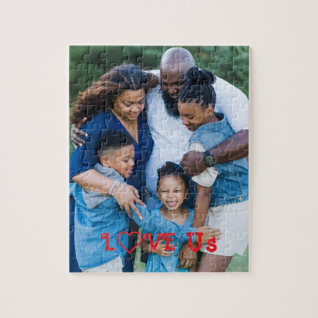 "LOVE US" Family Photo PERSONALIZE It Jigsaw Puzzle (Vertical)